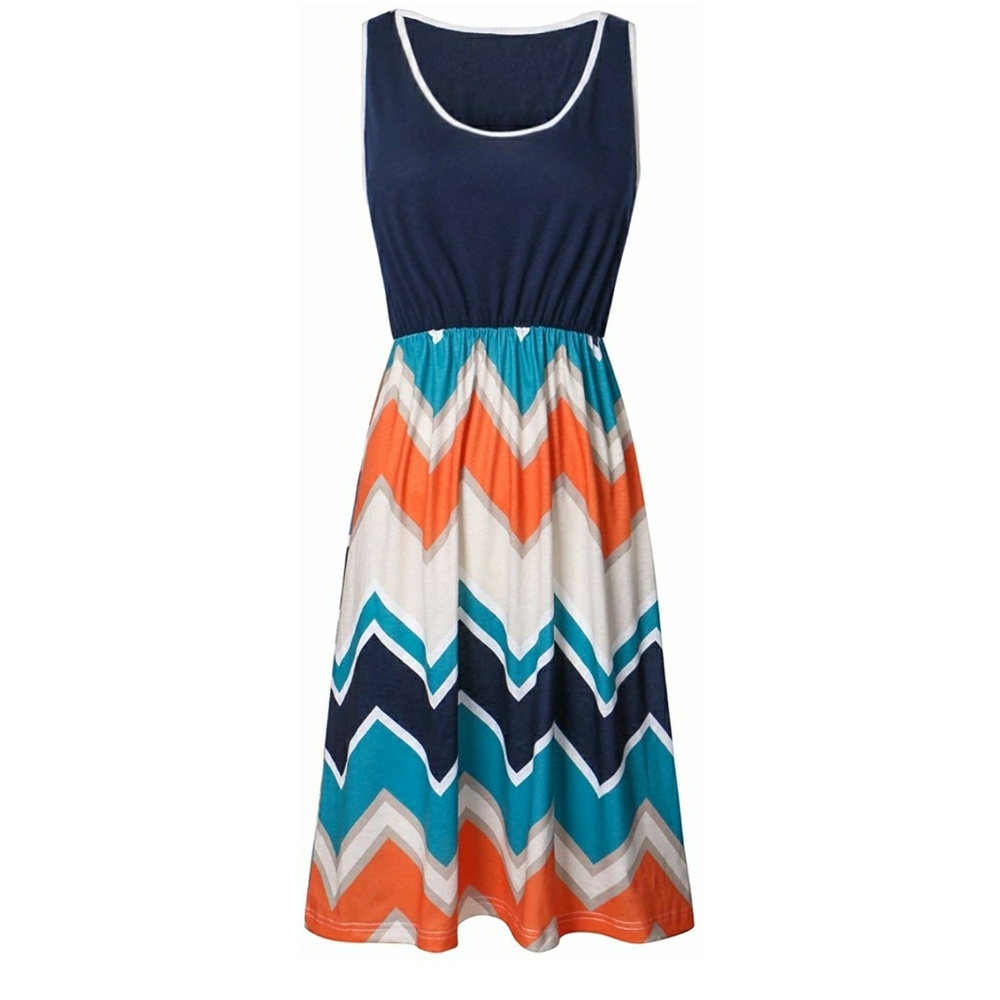 🍁Casual knee length Chevron Print Dress
